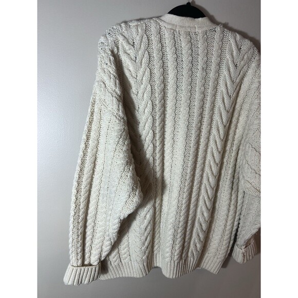 Vintage Paul James Chunky Knit Creeam Cardigan Sweater Men’s Large 100% Wool - Picture 9 of 12